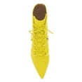 thumbnail image 4 of YDN Wome Comfortable Pointed Toe Ankle Boots Kitten Mid Heel Lace up Booties Back Zippers Dress Party Shoes Size 6 Yellow, 4 of 4