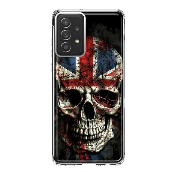 MUNDAZE Samsung Galaxy A53 Shockproof Clear Hybrid Protective Phone Case British UK Flag Skull Cover