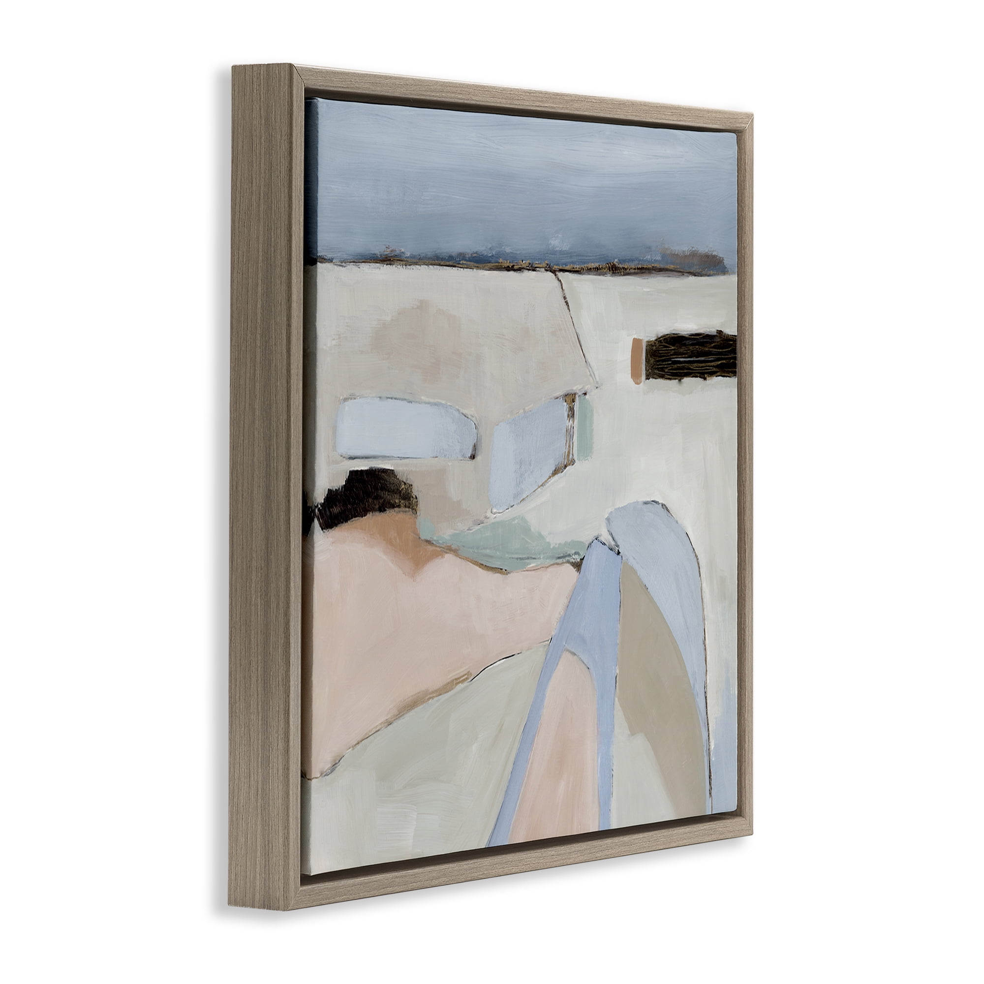 Stupell Industries Organic Neutral Landscape Abstract Painting Brown Floater Framed Canvas Art Print Wall Art, 18 x 18