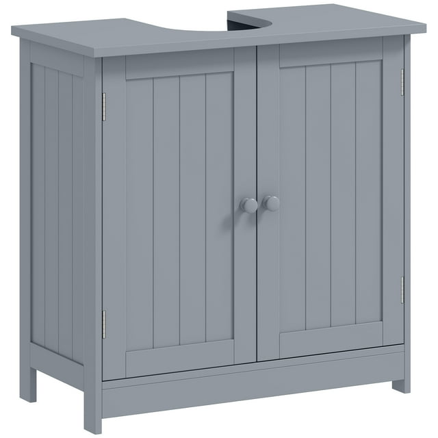 HOMCOM Armoire de Salle de Bain sous Lavabo, Meuble-Lavabo sur Piédestal avec 2 Portes, Tablette