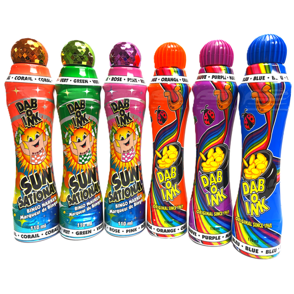 4oz Bingo Dauber Set! - 3 Dab-O Ink & 3 Sunsational Ink Dabbers