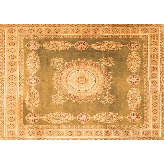 Ahgly Company Indoor Rectangle Medallion Orange Traditional Area Rugs, 5' x 8'