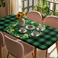 thumbnail image 3 of St Patricks Day Table Cloths for 4 Foot Rectangle Tables, Spring Gold Coin Green Shamrock Plaid Patio Waterproof Elastic Fitted Tablecloths, Washable Rectangular Table Cover for Camping, 3 of 8