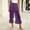 Purple, variant on Women Lace Trim Long Bloomers Elastic Waist Ruffle Pantaloons Cropped Flared Slips Pants Solid Color Soft Comfy Capri Pajama Bottoms,M,White