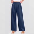 thumbnail image 5 of KLHDSF Flowy Pants for Women Casual High Waisted Wide Leg Palazzo Pants Trousers with Pocket Plus Size Dark Blue S, 5 of 5