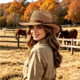 thumbnail image 2 of LIUYUNNN Woven Hats for Women Classic Cowboy Hat Western Headwear Outdoor Riding, One Size, 2 of 4
