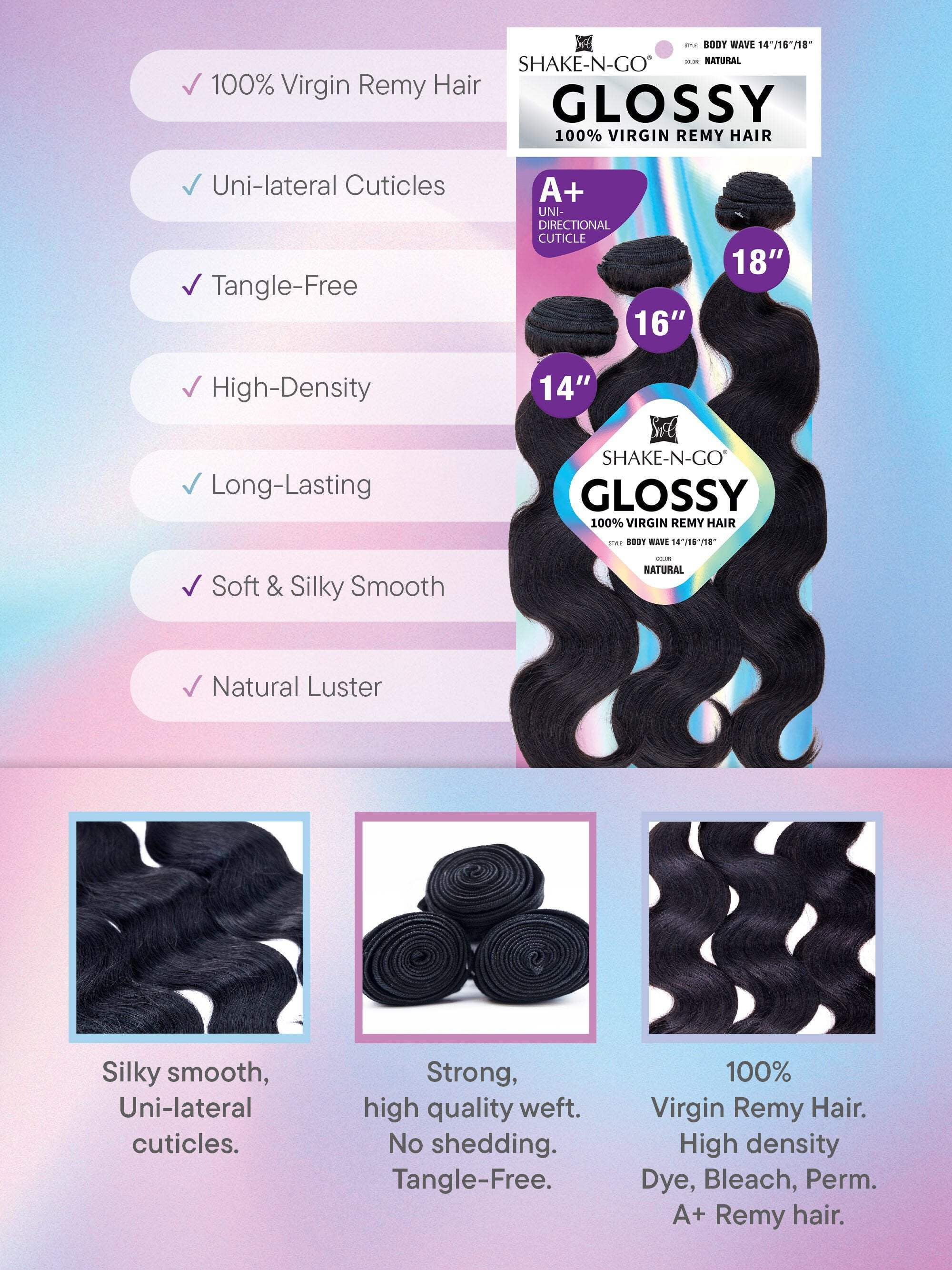 GLOSSY - 100% VIRGIN HUMAN BODY WAVE BUNDLE