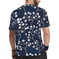 thumbnail image 2 of Wukai Cherry Blossoms on Navy Background Print Men's Short-Sleeved Mesh T-Shirt,Quick-Dry Short Sleeve Workout T-Shirt-Small, 2 of 8