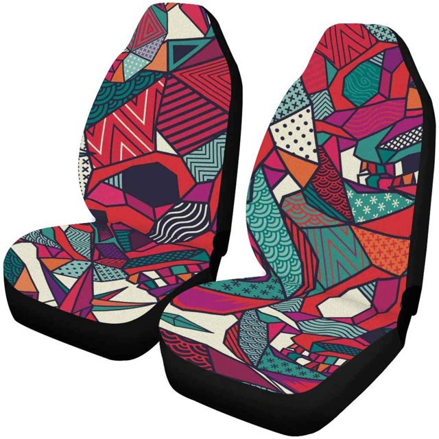 Juego de 2 fundas para asientos de coche ABPHQTO combinación gráfica abstracta protector universal