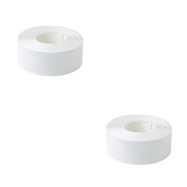 Bearachild 2 uds cinta adhesiva de PVC duradero 1 rollo cocina baño pared sellado cinta Gadgets impermeable a prueba de moho 3,2 m x 3,8 blanco 2piezas