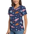 thumbnail image 2 of Vsdgher Dinosaur Women Shirts V Neck Short Sleeve Tops T-Shirt Basic Tees, S to 3XLMedium, 2 of 5