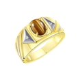 thumbnail image 3 of RYLOS Men's Rings Yellow Gold Plated Silver Rings Classic Designer Style 8X6MM Oval Gemstone & Diamond Ring Tiger Eye Birthstone Rings For Men Size 12, 3 of 7