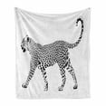 thumbnail image 1 of Leopard Soft Flannel Fleece Throw Blanket, Monochromatic 4 Legged Wild Animal Silhouette in a Side Angle Pose, Cozy Plush for Indoor and Outdoor Use, 60" x 80", Charcoal Grey and White, by Ambesonne, 1 of 6