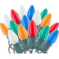 thumbnail image 2 of 25 Pack C7 Multicolor Christmas Replacement Light Bulbs - C7, Steady Burning - Ceramic Multicolor - 7 Watt, Extended Life, Nickel Plated Candelabra Base - Great for Christmas Lights, Decorative Lights, 2 of 7