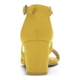 thumbnail image 3 of BLISSFUL STEP Women's Open Toe Cross Strap Mid Block Heel Sandals Yellow 9, 3 of 8