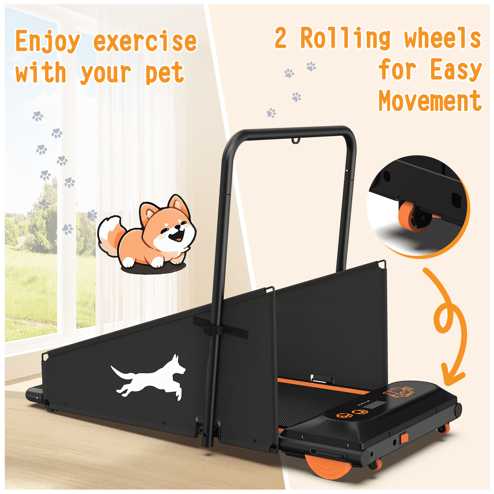 Dog Treadmill Small Dogs- Dog Treadmill for Medium Dogs- Dog Pacer Treadmill for Healthy & Fit Pets- Dog Treadmill Run Walk,Black+Orange Steel Pet Supplies Pet Beds Furniture