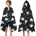 thumbnail image 3 of Spooky Halloween Ghosts Pattern Hooded Bath Towel，50"x30" for Ages 3 To 12 Kids, Quick Dry Lightweight Soft Microfiber Hood Beach Towel Cover Up for Kids, 3 of 7