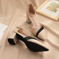 thumbnail image 3 of Rimocy-zapatos de tacón medio para mujer, calzado de punta estrecha con correa en el tobillo, de cuero Pu, con retales, para oficina, 3 of 5