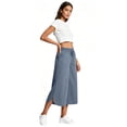 thumbnail image 5 of Barrel Pants for Women Cropped Linen Capris Petite Drawstring Wide Leg Cotton 2026 Casual Summer Boho Baggy Palazzo Pull On Trousers Blue 2XL, 5 of 7