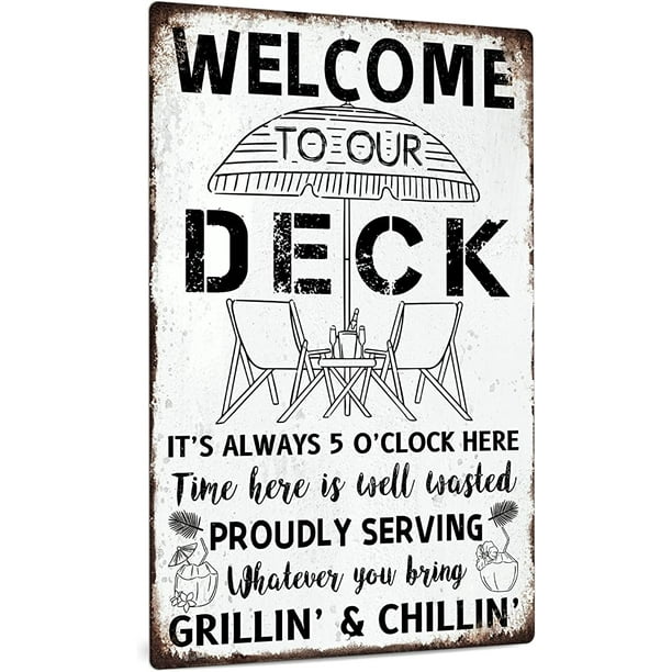 to Our Deck Sign, Outdoor Wall Decor for Beach, Patio, Backyard