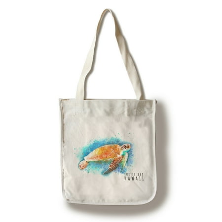 - Turtle Bay, Hawaii - Sea Turtle - Watercolor - Lantern Press Artwork (100% Cotton Tote Bag - Reusable)