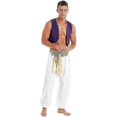 thumbnail image 5 of Mens Halloween Costume Mythical Prince Aladin Carnival Cosplay Party Outfit Sequin Trim Waistcoat With Belted Pants, 5 of 5