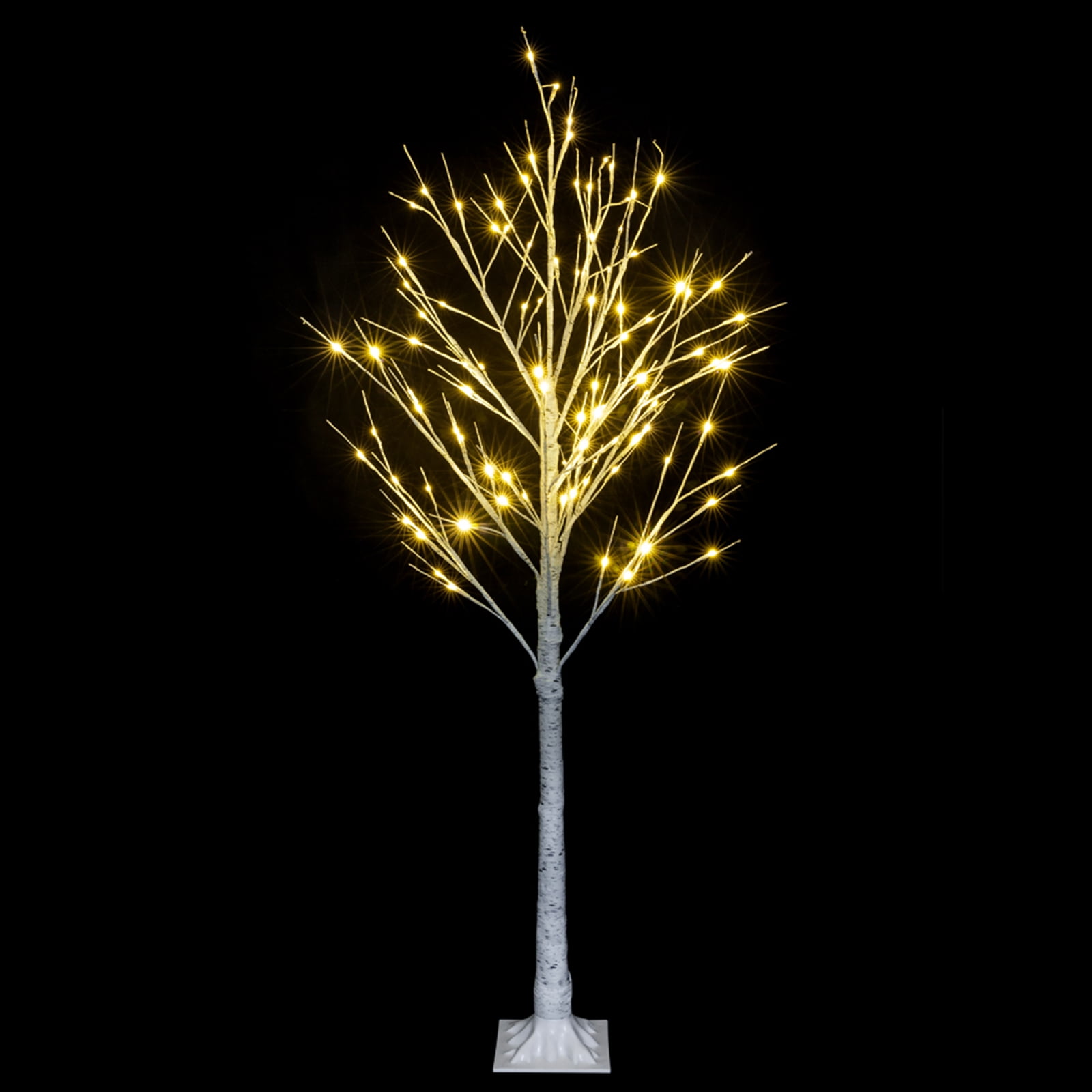 Kepooman 4 Feet Lighted Birch Tree with 48 LED Lights, Warm White LED Artificial Christmas Tree for Home Office Party Decor, White Kepooman 4 Feet Lighted Birch Tree with 48 LED Lights, Warm White LED Artificial Christmas Tree for Home Office Party Decor, White