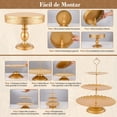 thumbnail image 3 of Juego de Soportes para Tartas Dorados, Juego de Soporte de Metal para Postre, Torre de Exhibición de Dulces de Frutas, Bandeja para Servir Pasteles y Magdalenas para Bodas o Cumpleaños, 3 of 4