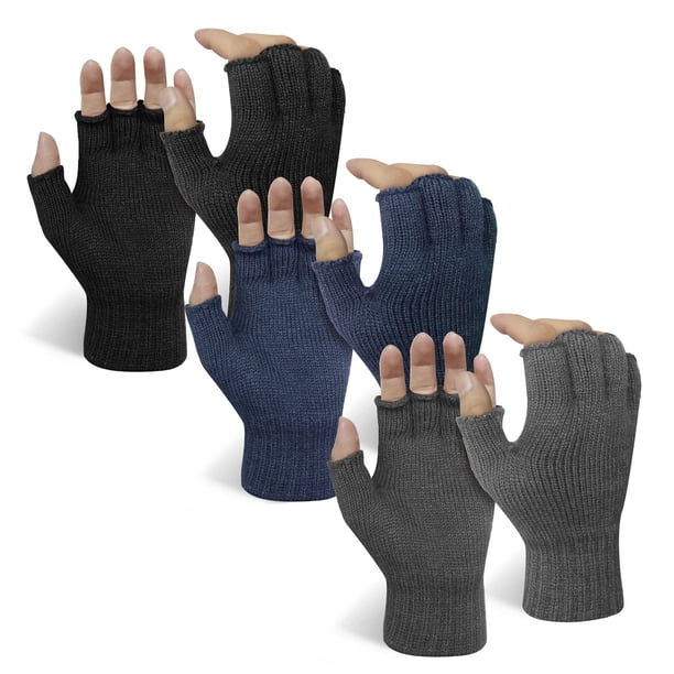 Guantes sin dedos Evridwear con pantalla táctil para invierno, 3 pares