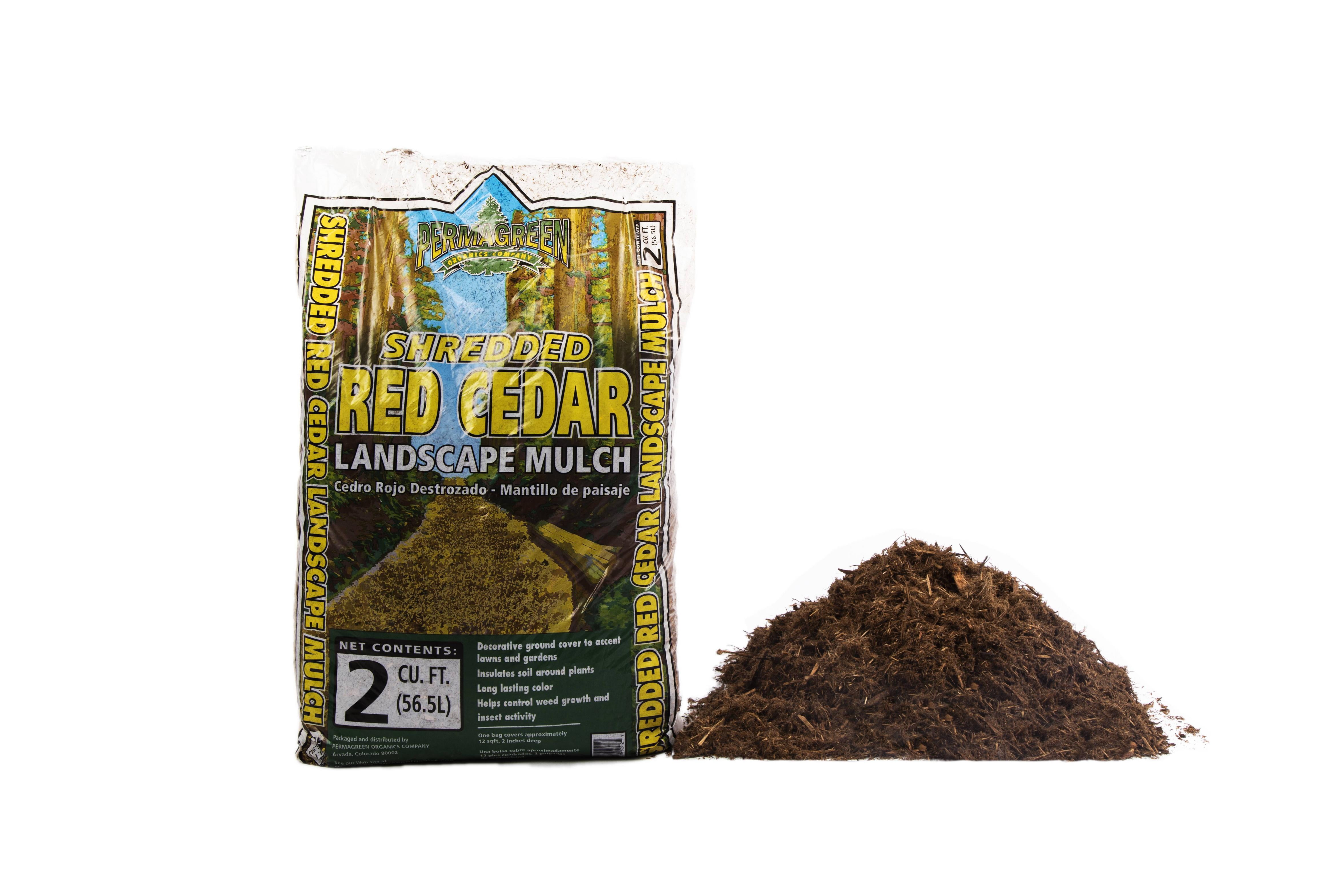 PermaGreen Natural Shredded Red Cedar Mulch, 2 Cu. ft.