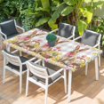 thumbnail image 2 of Easter Bunny Eggs Table Cloths for 3 Foot Rectangle Tables, Spring Tulips Rustic Rabbits Grey Plaid Patio Waterproof Elastic Fitted Tablecloths, Washable Rectangular Table Cover for Camping, 2 of 8
