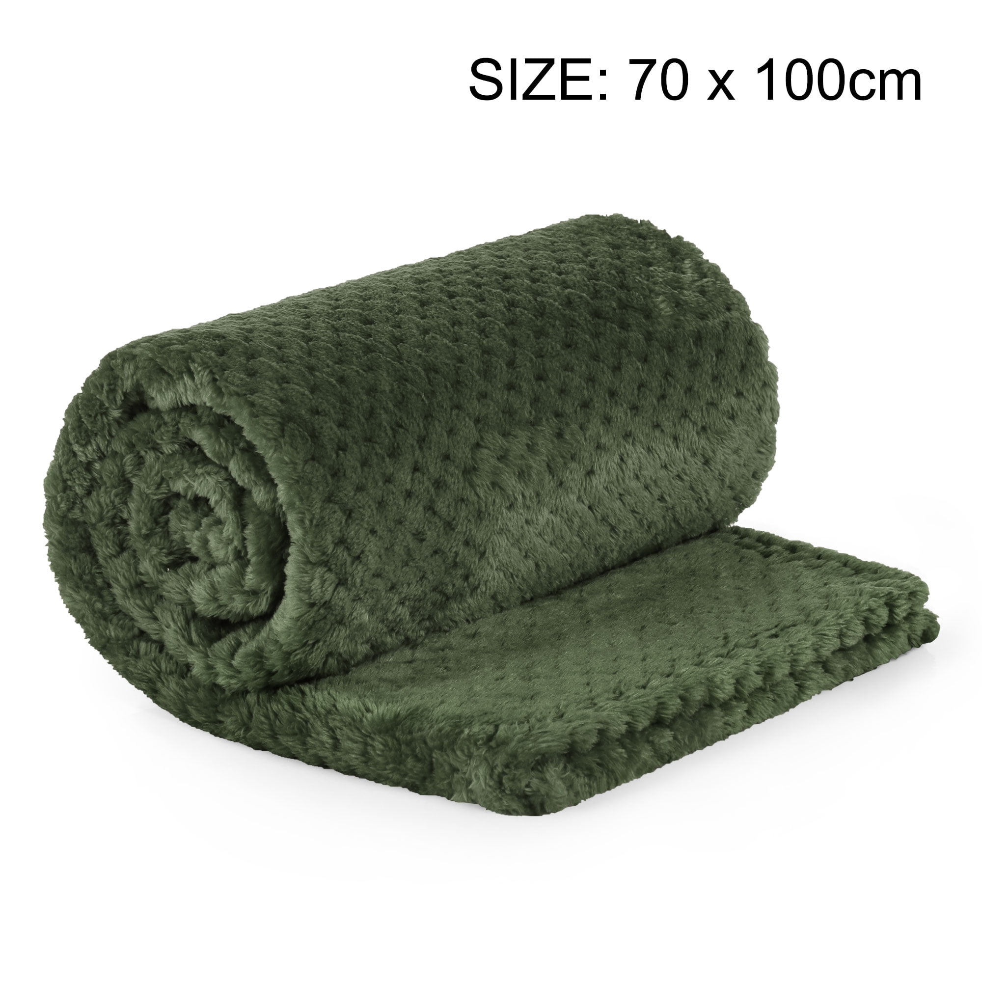 Unique Bargains Soft Flannel Fleece Velvet Blanket Army Green 30" x 40"