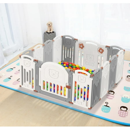 Parc De Bebe Pliable A 14 Panneaux Parc De Centre D Activites De Securite Pour Enfants Avec Porte De Verrouillage Walmart Canada