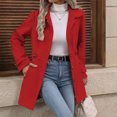 thumbnail image 5 of WIZUTIZ Women's Slim Fit Cardigan Jacket Solid Color Long Sleeve Thick Wool Blend Hoodless, 5 of 9