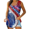 thumbnail image 2 of VKOYWKM Womens Tank Tops Loose Fit American Flag Print Patriotic Tops Sleeveless Square Neck Tanks Independence Day Red White and Blue Tank Shirts, 2 of 5