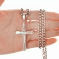 thumbnail image 4 of EOEMY 18"-40" Curb Chain Hot Women Men Stainless Steel Crucifix Cross Pendant Necklace-Silver-26Inch Or 66Cm, 4 of 5