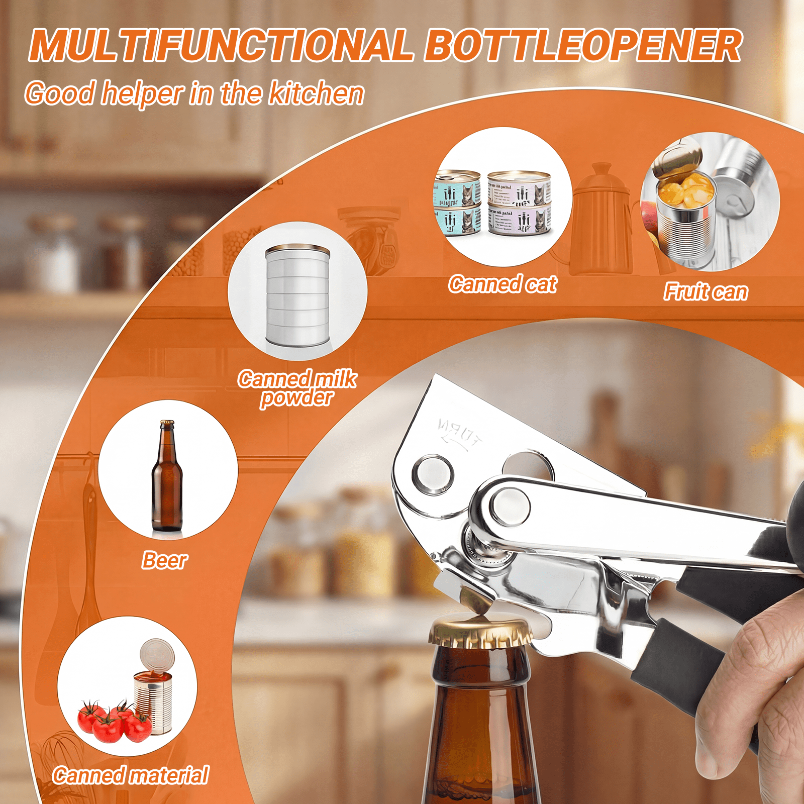Commercial Can Opener Heavy Duty for Restaurant Kitchen, Manual Can Opener with Hand Crank for Small, Medium & Large Cans, 1 Pack