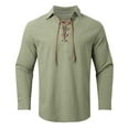 thumbnail image 3 of Button Up Shirt Men Turndown Collar Drawstring Long Sleeve Shirt Relaxed Fit Lightweight Solid Color Mens Shirt, 3 of 9
