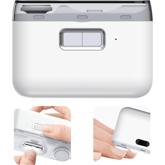 Electric Nail Clipper, Nail Trimmer Nail Polisher 2 in-1, Automatic Nail Clipper 2 Speed Fingernail Clippers Nail File with Light,White