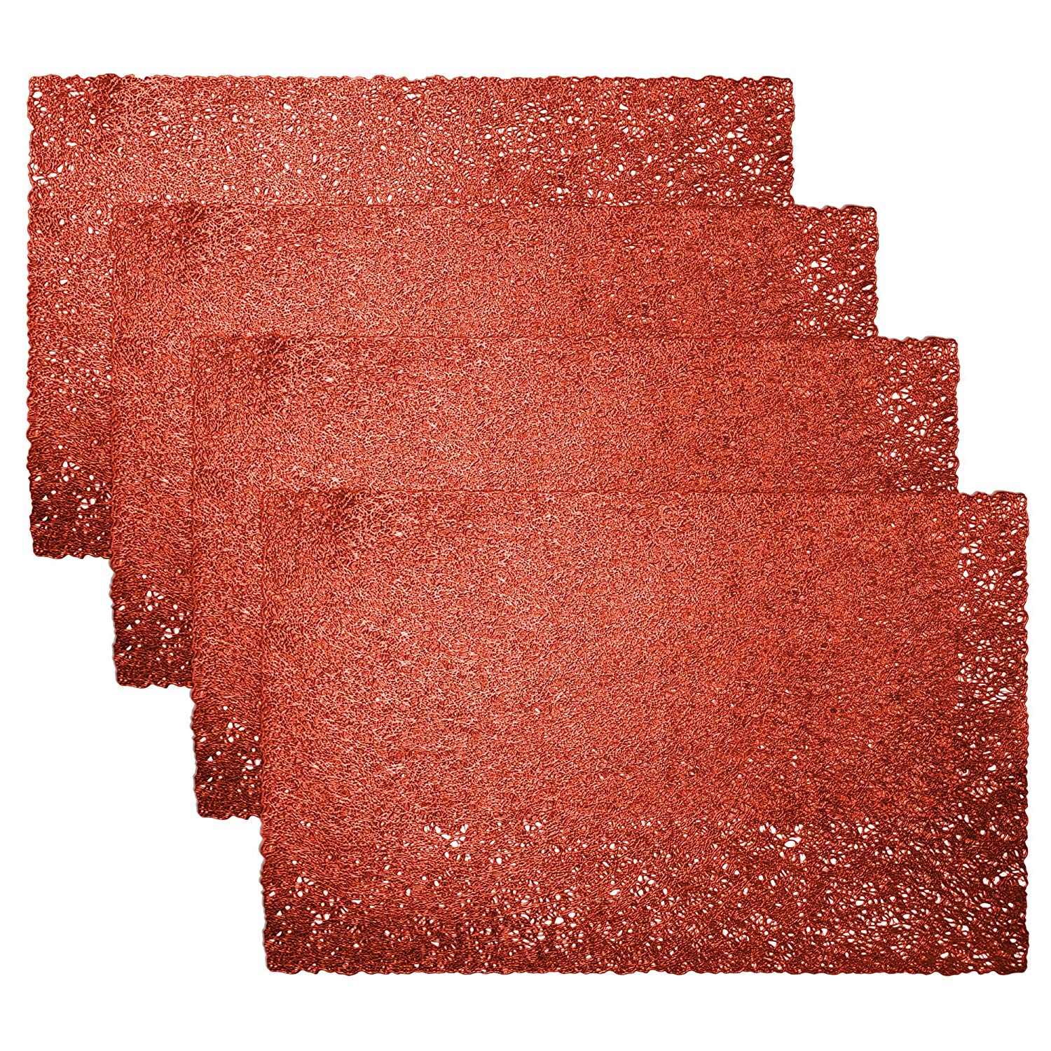 Stark 12x18 Inch PVC Placemat For Party Holiday Dinner Event Or Any Occasions, Set of 4, Red