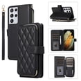 thumbnail image 1 of YEYKX Funda Tipo Billetera para Samsung Galaxy S21 Ultra de Pulgadas con Correa para Muñeca/hombro, 9 Ranuras para Tarjetas, Monedero con Cierre, Soporte de Cuero de Lujo, Funda Cell Phone a Cuadros, 1 of 10