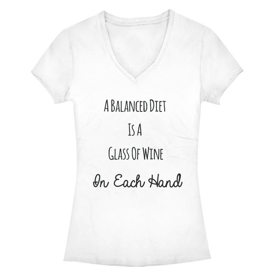 Junior's CHIN UP Balanced Wine Diet  Graphic Tee White X Large