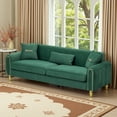 thumbnail image 3 of Newest 87.4" Green Upholstered Sofa - 3-Seater Couch with Pocket Springs for Living Room & Primary Seating Area​, 3 of 26