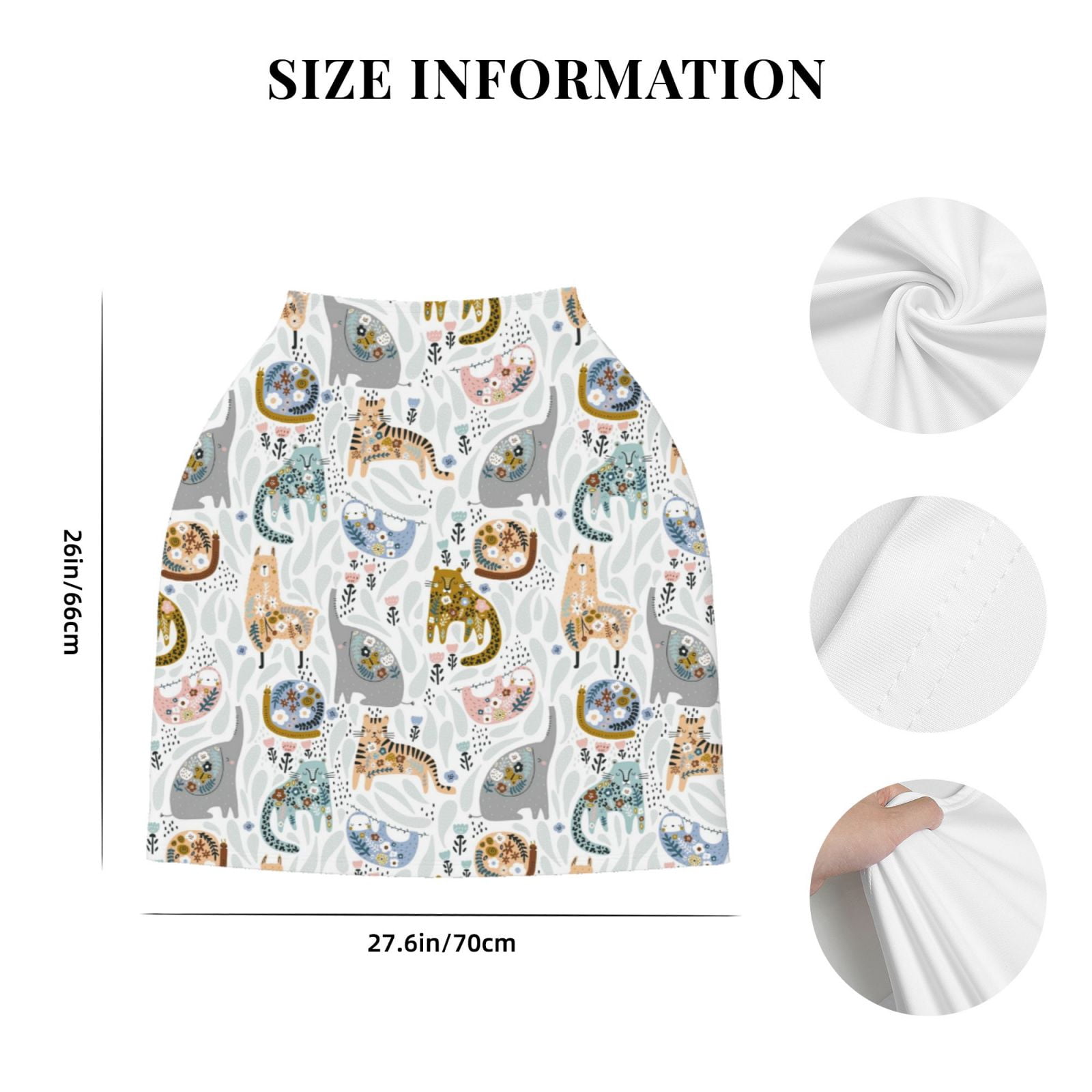 Fotbe Cute Colorful Animal Pattern Car Seat Covers for Babies, Nursing Breastfeeding Cover Infant Carseat Canopy, Soft Stretchy Carrier Cover