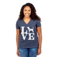 thumbnail image 2 of Love Beagle Women's Fashion Relaxed V-Neck T-Shirt Tee Heather Navy Large, 2 of 3