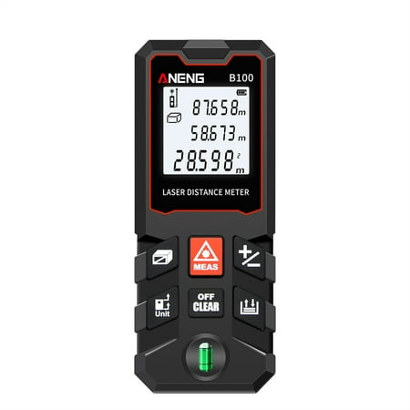 

ANENG 100m Measure LCD Digital Distance Meter with Bubble Level Finder Distance/ Area/ / Pythagorean Measuring Tool Unit Switching Data Storage