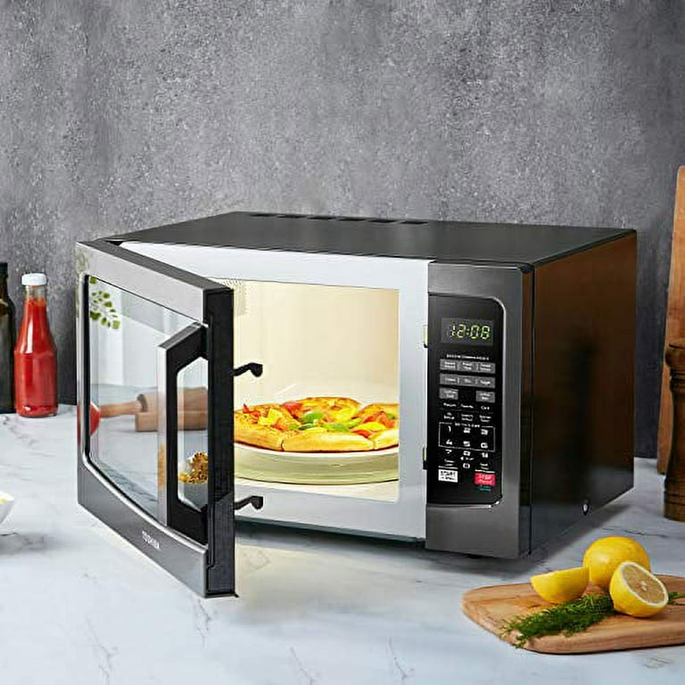 Toshiba EM131A5C BS Microwave Oven with Smart Sensor Easy Clean Interior ECO Mode and Sound On Off 1.2 Cu.ft 1100W Black Stainless Steel
