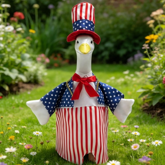 4th of July Flag Goose Outfit Clothes for 23" 250th Anniversary Porch Goose Outfits for Patriotic Summer Lawn Clothing Porch Garden Yard Costume Independence Day