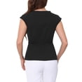 thumbnail image 3 of Camisetas de trabajo casuales para mujer INSPIRE CHIC con cuello en V y mangas cortas, talla XS, color negro, 3 of 6