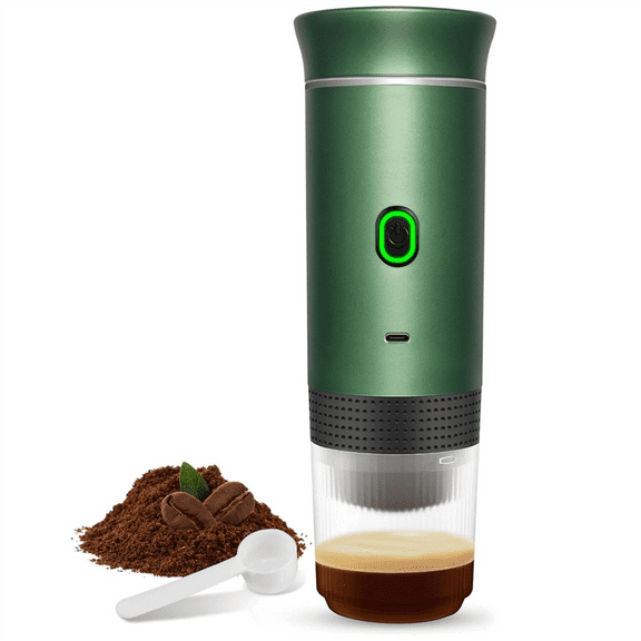 Wireless Electric Portable Espresso Coffee Machine Camping Coffee Maker Capsule Powder Travel Coffee Maker Green,1 * portable coffee maker 1 * usb cable 1 * spoon,Green